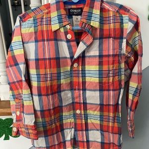 Oshkosh plaid button down shirt- boys size 4T